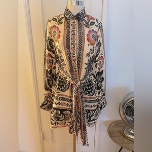 Farm Rio Romantic Grarden Mini Shirt Dress Large